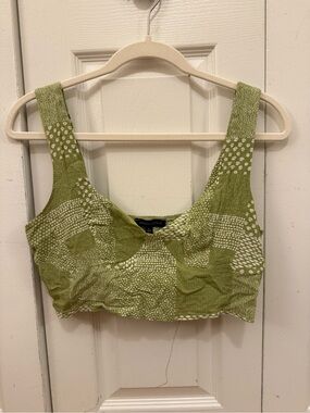 PACSUN Kendall & Kylie Light Green Patterned Crop Tank